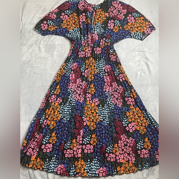 Johnny Was Dress Small NWT Jade Astrid Pleated Tea Length Midi Floral Boho Chic - Picture 8 of 8